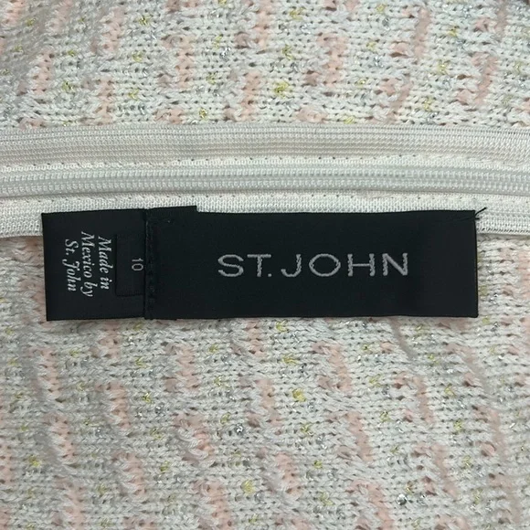 St.John Tweed Sheath Dress Pink French Rose Combo With Silver Metallic Size 10 - Picture 16 of 16